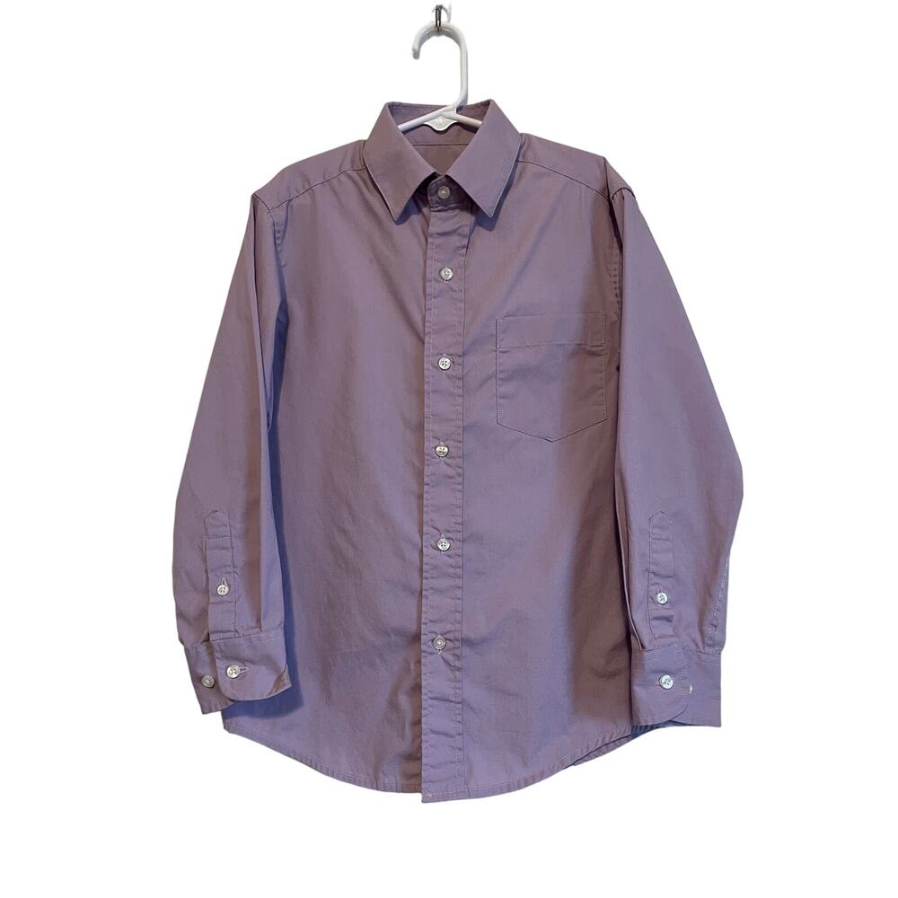 Joseph & Feiss purple button up shirt long sleeve collared solid boys dressy 8